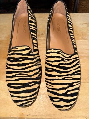 Vionic Zebra Print Slip-On Loafers - Black and Tan